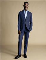 Charles Tyrwhitt Slim Fit Pure Wool Sharkskin Suit Jacket Dark Blue