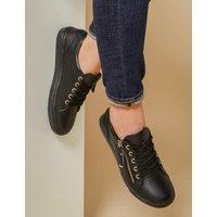 Jones Bootmaker Leather Zip Up Trainers Black/Black