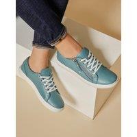 Jones Bootmaker Leather Zip Up Trainers Teal