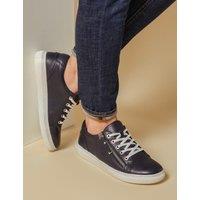 Jones Bootmaker Leather Zip Up Trainers Navy