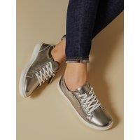 Jones Bootmaker Leather Zip Up Trainers Pewter