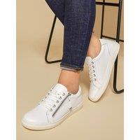Jones Bootmaker Leather Zip Up Trainers White