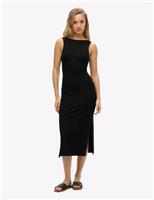 Superdry & Co Jersey Cut Out Detail Midi Bodycon Dress Black