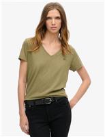 Cotton Rich Embroidered V-Neck T-Shirt