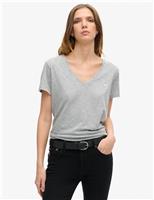 Cotton Rich Embroidered V-Neck T-Shirt