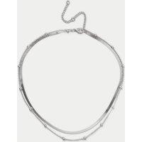 Sliver Tone Multirow Necklace