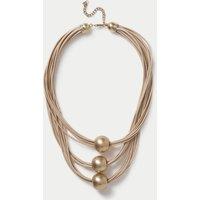 Tan Multi Row Beaded Necklace