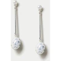 Silver Tone Marble Drop Bead Earrings