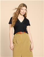 White Stuff Linen Rich Lace Insert T-Shirt White