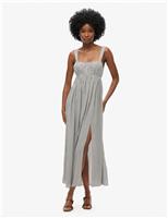 Printed Square Neck Maxi Smock Dress