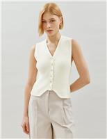 Albaray Pure Cotton Knitted Waistcoat Cream