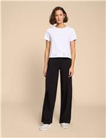Cotton Rich Drawstring Wide Leg Trousers