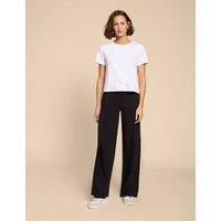 Cotton Rich Drawstring Wide Leg Trousers