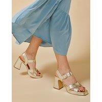 Leather Buckle Block Heel Sandals