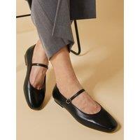 Jones Bootmaker Leather Buckle Flat Pumps Black