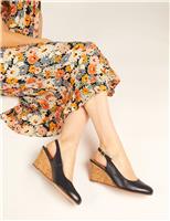 Jones Bootmaker Leather Wedge Slingback Shoes Gold
