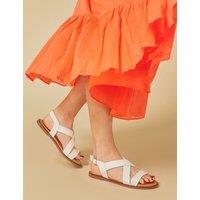 Jones Bootmaker Leather Ankle Strap Flat Sandals White