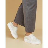 Jones Bootmaker Leather Slip On Platform Trainers White
