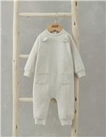 Mamas & Papas Pure Cotton Bear Ears Romper (7lbs-1 Yrs) Brown