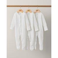 Mamas & Papas 3 Pack Pure Cotton Sleepsuits (7lbs-2 Yrs) White