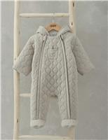 Pure Cotton Quilted Hooded Pramsuit (7lbs-1 Yrs)