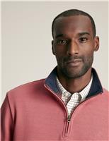 Joules Pure Cotton Funnel Neck Half Zip Jumper Pink