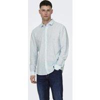 ONLY & SONS Cotton Linen Blend Slim Fit Shirt Blue