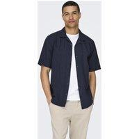 ONLY & SONS Cotton Linen Blend Shirt Navy