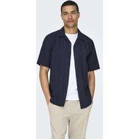ONLY & SONS Cotton Linen Blend Shirt Navy