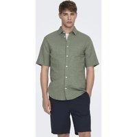 ONLY & SONS Cotton Linen Blend Shirt Green