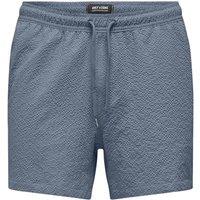 ONLY & SONS Pocketed Seersucker Swim Shorts Blue