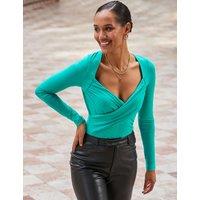Jersey V-Neck Wrap Detail Top