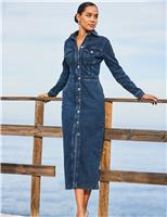 Cotton Rich Denim Midi Shirt Dress