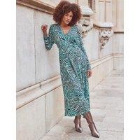 Animal Print V-Neck Midaxi Skater Wrap Dress