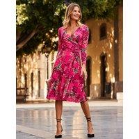 Jersey Printed Midi Faux Wrap Dress