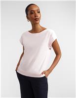 HOBBS Pure Cotton Slub T-Shirt Light Pink