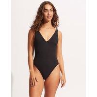 Sea Dive Textured Padded V-Neck Swimsuit