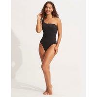 Sea Dive Textured One Shoulder Swimsuit