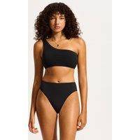 Seafolly Sea Dive Textured One Shoulder Bikini Top Black