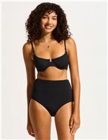 Sea Dive Textured High Waisted Bikini Bottoms