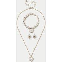 Gold and Pearl Effect Necklace and Bracelet Set