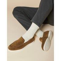 Jones Bootmaker Suede Slip-On Shoes Tan