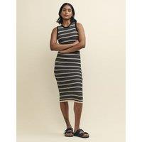 Pure Cotton Knitted Striped Midi Dress