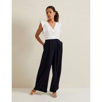 Phase Eight Belted Frill Detail Sleeveless Jumpsuit Navy Mix