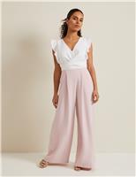 Phase Eight Belted Frill Detail Sleeveless Jumpsuit Pink Mix