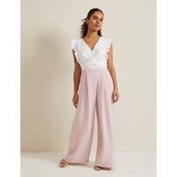 Phase Eight Belted Frill Detail Sleeveless Jumpsuit Pink Mix