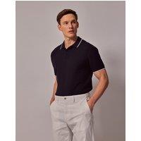 Hawes & Curtis Pure Cotton Tipped Polo Shirt Navy