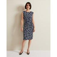 Jersey Polka Dot Midi Shift Dress