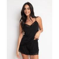 Pour Moi Sofa Loves Lace Trim Pyjama Shorts Black
