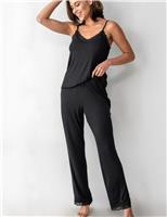 Pour Moi Sofa Loves Lace Pyjama Bottoms Black